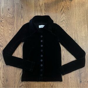 KkCo Black soft Corduroy Button-Up Shirt top size small long sleeve cotton blend